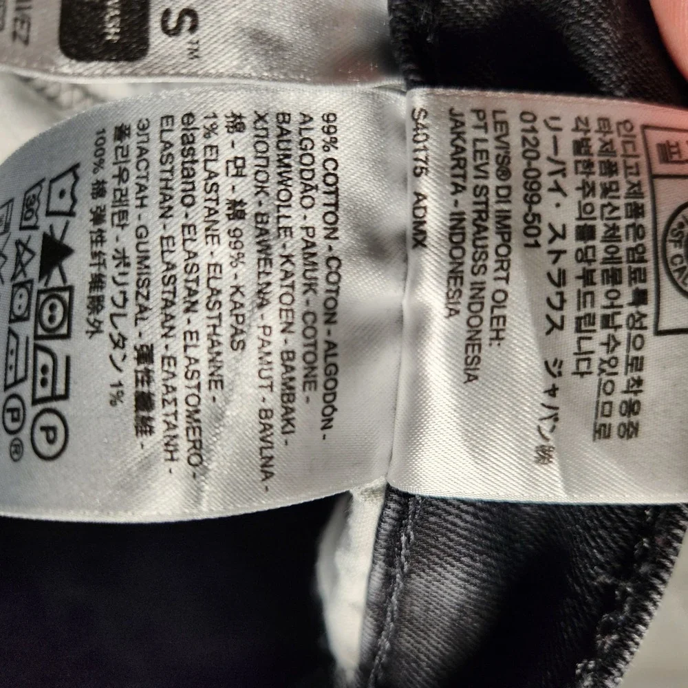 Levi's 514 Jeans Men's 30X29 (Tag 31X30) Black Premium Zip Stretch‎ Cotton Blend